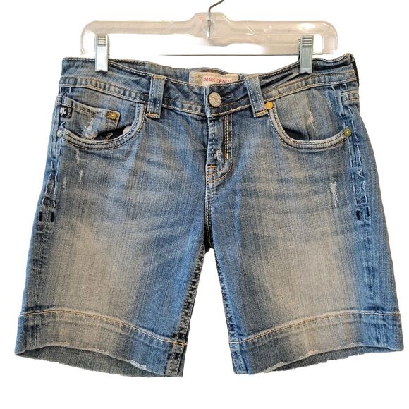 Mek Denim Gold Coast Distressed Bermuda Jean Short Size 30 - Picture 1 of 10